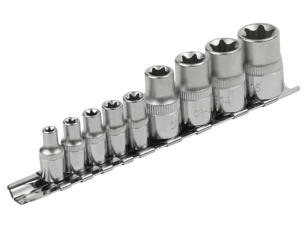 EXTOL PREMIUM TORX topnøglesæt, indvendig, 9 dele, 1/4" og 1/2"
