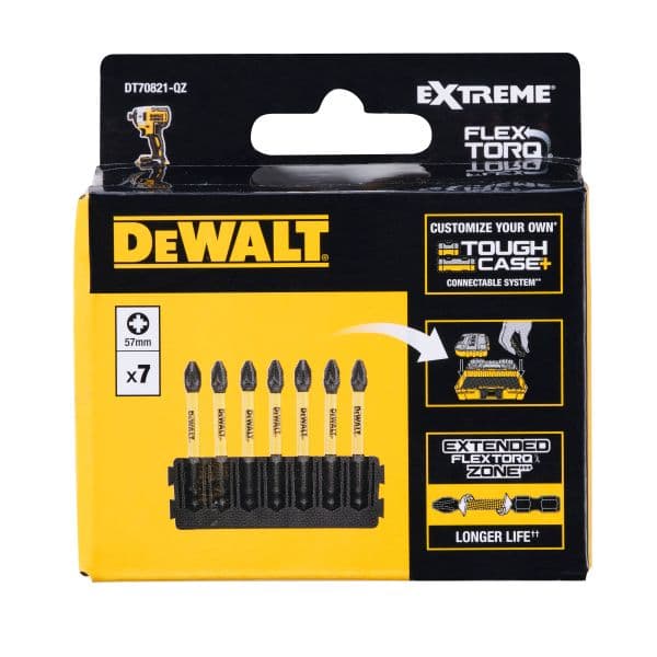 DeWalt bitsholder 57 mm med 7 FLEXTORQ PZ2-bits DT70821