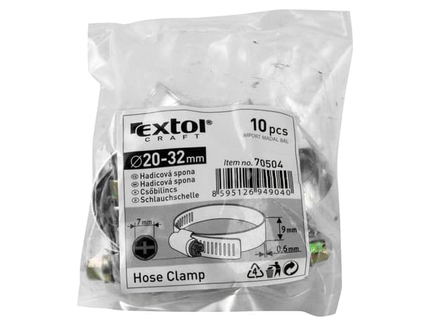 EXTOL CRAFT Slangklämmor, 10 st, 32–50 mm