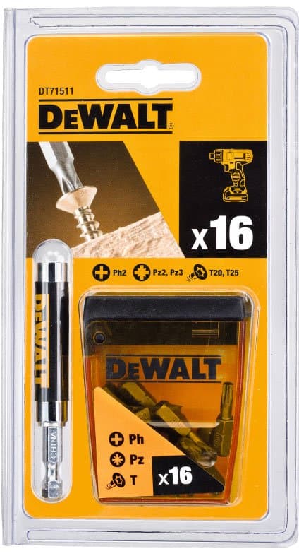 DeWALT bitsæt 16 dele med magnetisk bitsholder DT71511