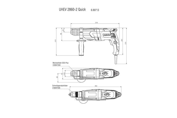 Metabo UHEV 2860-2 Quick yhdistelmävasara 600713500