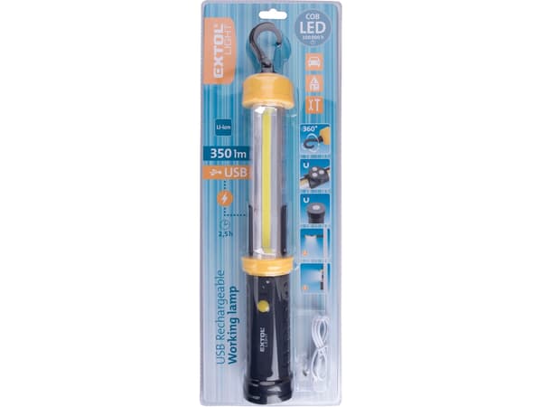 Extol monteringslampe med USB-opladning, COB LED 43139
