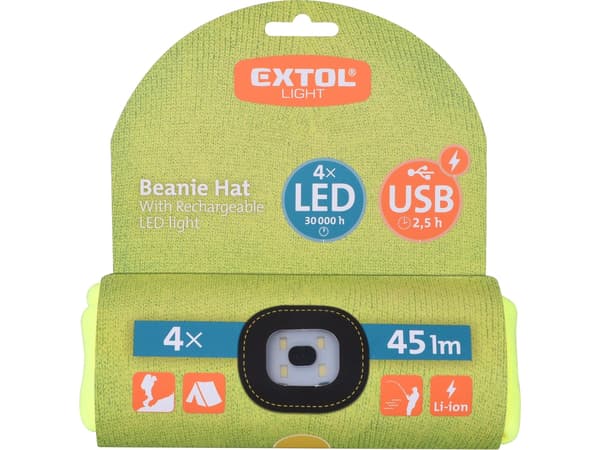 Extol Light pipo otsalampulla, USB, keltainen 43194