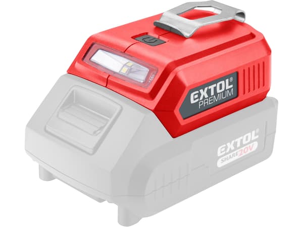 EXTOL PREMIUM USB-oplader til SHARE20V batteri med lys, 5V/2A, uden batteri, 8891896
