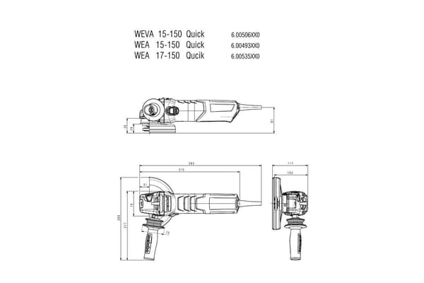 Metabo vinkelsliber WEA 17-150 Quick 1700 W, 150 mm, M-Quick, VibraTech, S-automatic, 600535000