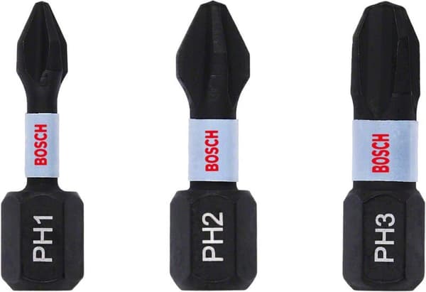 BOSCH Impact Control bitsats PH1/PH2/PH3, 25 mm, 3 delar, 2608522470