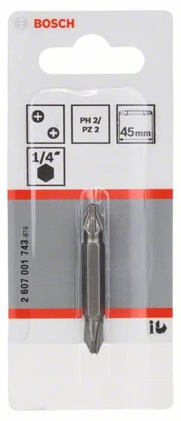 BOSCH dubbeländad bits PH2/PZ2, 45 mm 2607001743