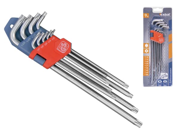 EXTOL PREMIUM Torx-avainsarja, pitkä, 9 osaa, T10–50 mm