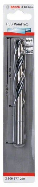 BOSCH HSS PointTeQ spiralbor 10,5 mm med reduceret skaft