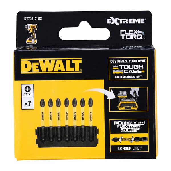 DeWalt 57 mm bittipidike 7:lle bitille ja FLEXTORQ PH2 -bitit DT70817
