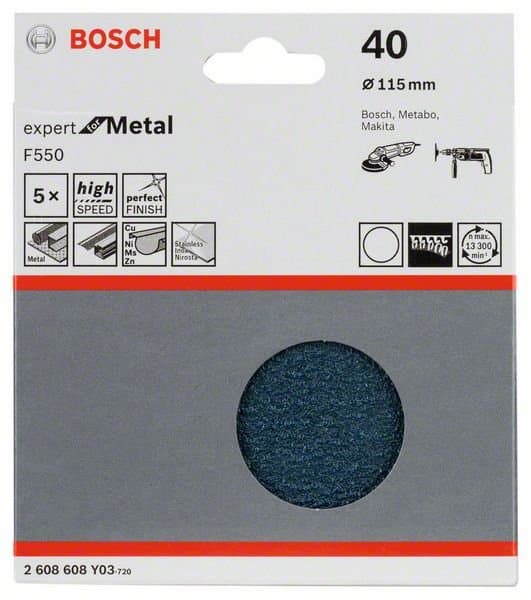 BOSCH Slippapper F550, 5-pack, 115 mm, korn 24