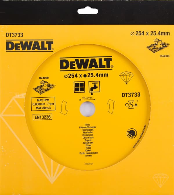DeWALT diamantklinge til keramiske fliser, 254 mm (til D24000) DT3733