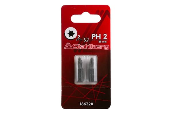 LEVIOR STAHLBERG PH2-bit 25 mm S2, 2-pack, 1/4"