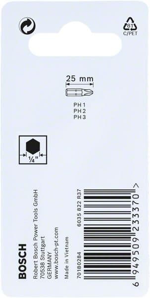 BOSCH Impact Control bitsats PH1/PH2/PH3, 25 mm, 3 delar, 2608522470