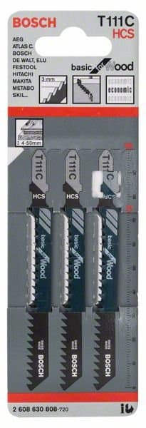 BOSCH sticksågblad T 119 B Basic for Wood, 3 st, 2608630808