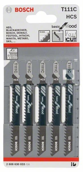 BOSCH stiksavklinger T 119 B Basic for Wood, HCS, 5 stk. 2608630033