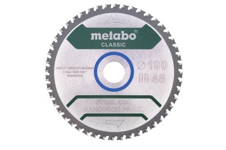 METABO Classic -sahanterä 190 x 30 mm, 48 hammasta, 628682000
