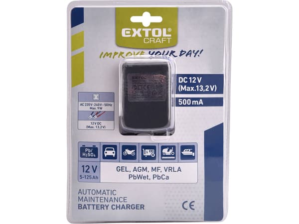 EXTOL CRAFT Vedligeholdelseslader til bilbatteri 12V 0,5A, 417302