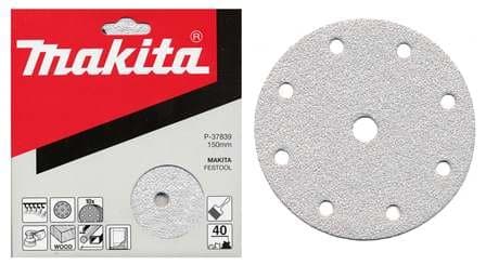 Makita slippapper med kardborre 150 mm, 9 hål, K120, 10 st