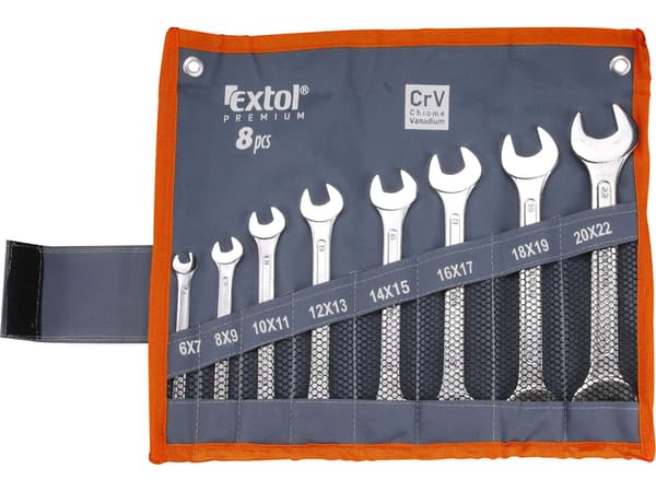EXTOL PREMIUM kiintoavainsarja, 8 osaa, 6–22 mm