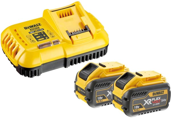 DeWALT XR FLEXVOLT oplader sæt med 2 x 9,0 Ah batterier DCB118X2