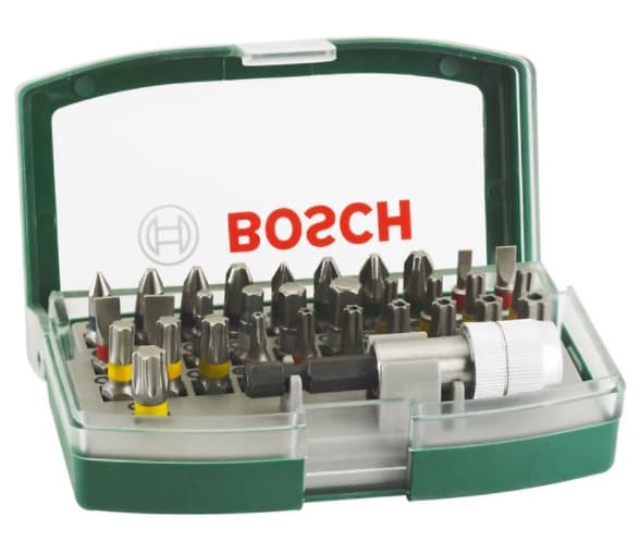 BOSCH 32-delt skruetrækkerbitsæt med farvekodning og universalholder