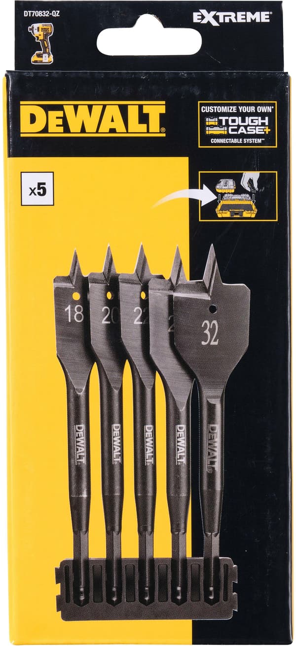 DeWalt bitholder og fladbor til træ Extreme, 5 stk. DT70832