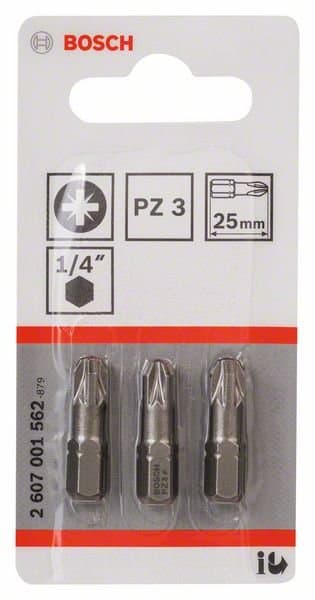 BOSCH Extra-hård skruvbits PZ1, 25 mm, 3 st 2607001554