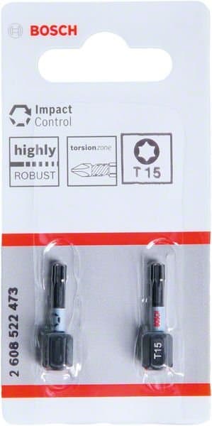 BOSCH Impact Control T15 bit, 25 mm, 2 stk. 2608522473