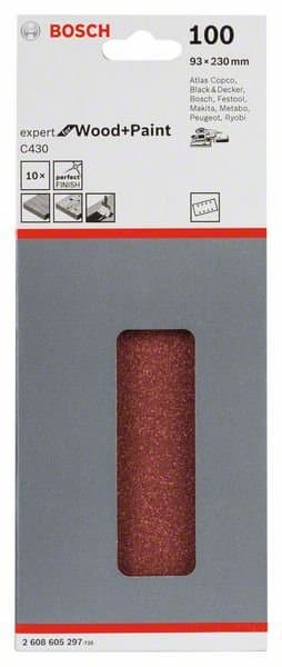 BOSCH slippapper C430 93 x 230 mm, korn 100, 10 st