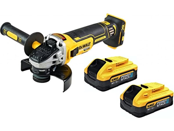 DEWALT batteridrevet vinkelsliber med kuffert, 2x5Ah PowerStack, DCG405H2T