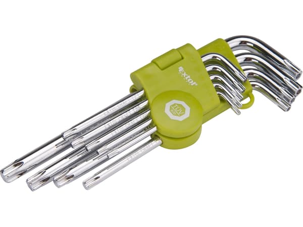 EXTOL CRAFT TORX L-nyckelsats, 9 st, T10–T50, hålade