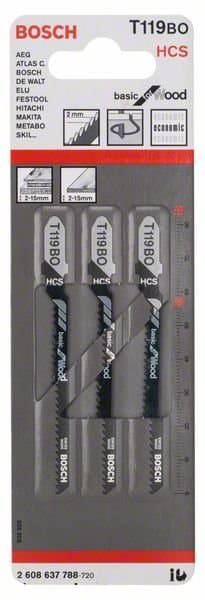 Bosch T 119 B Basic for Wood -sahanterät kourasahaan, 3 kpl