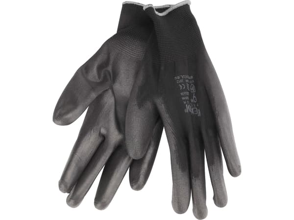 EXTOL PREMIUM polyesterhandsker, halvdyppet i PU, sorte, str. 10