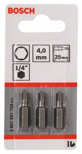 BOSCH Extra-Hård skruvbits HEX 4, 25 mm (3 st) 2607001724