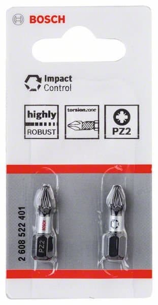 BOSCH Impact Control skruvbits PZ2, 25 mm, 2 st 2608522401