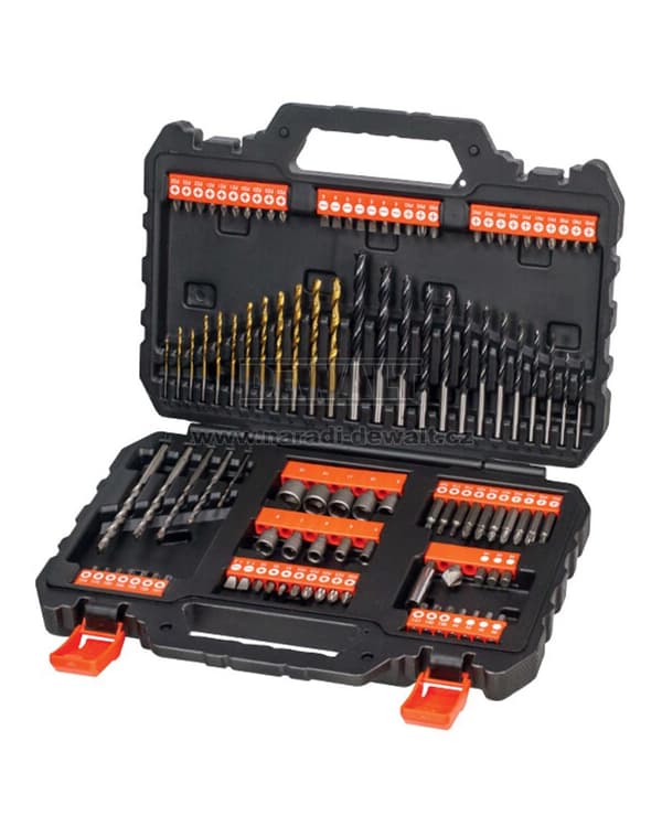 BLACK+DECKER 109-dele bor-, bit- og topnøglesæt A7200