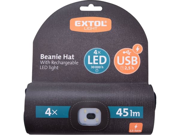 Extol Light pipo integroidulla otsalampulla, musta 43199
