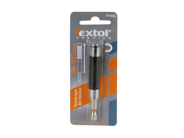 EXTOL PREMIUM bitsholder til boremaskine, rustfrit stål, 1/4"x80-122 mm