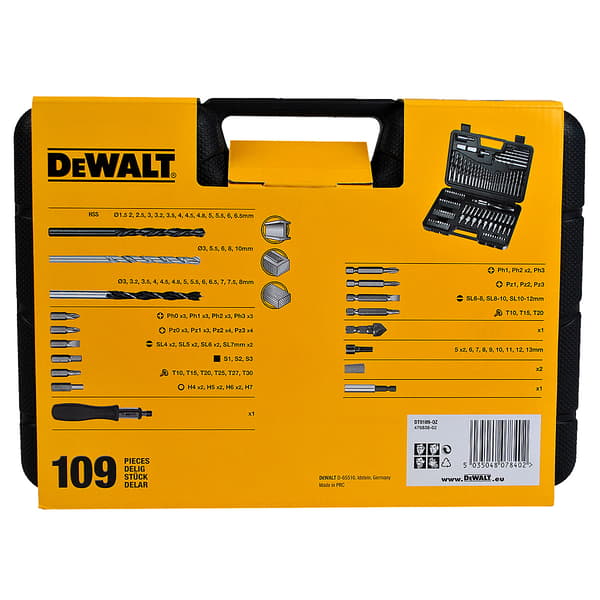 DeWALT bit- og borsæt, 109 dele, DT0109