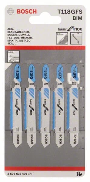 BOSCH T 118 GFS Basic for Inox - kuviosahanterät metallille, 3 kpl, 2608636498