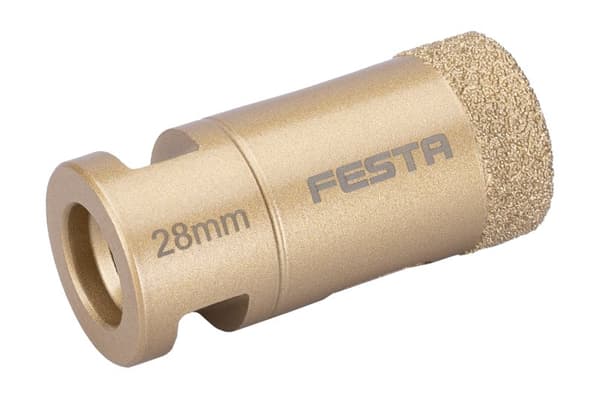 FESTA diamantborkrone 28 mm M14 til vinkelsliber, tørboring til sten, fliser, granit og marmor