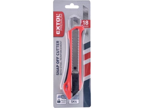 EXTOL PREMIUM hobbykniv med metalforstærkning, 18 mm, Auto-lock