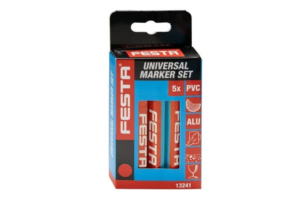 FESTA Universalmärkpenna 120 mm röd, 5-pack