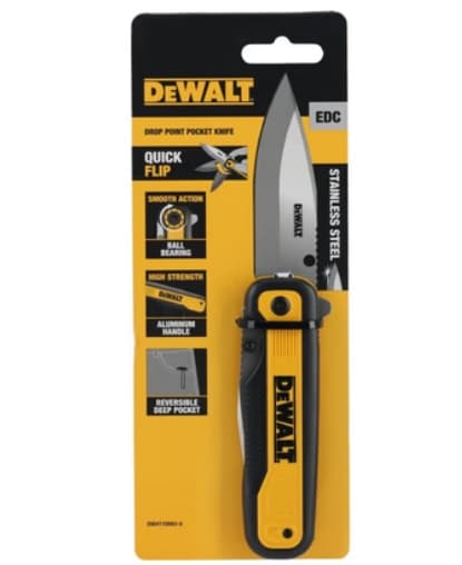 DeWalt Fällkniv 82 mm Drop Point, rostfritt stål, liner lock