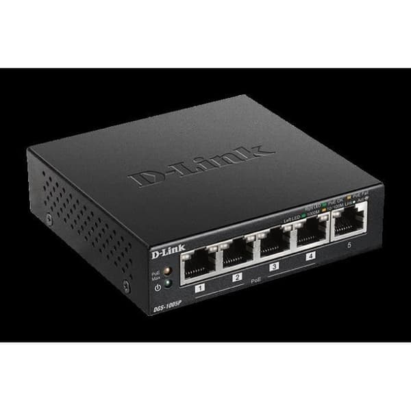 D-LINK DGS-1005P Desktop Switch - 5-Port Gigabit PoE+ - Sort