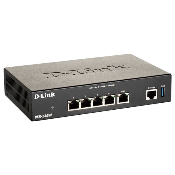 D-Link VPN-router - Uafhængig switch - 5 LAN-porte - Webadministration - Firewall - OSPF-protokoller