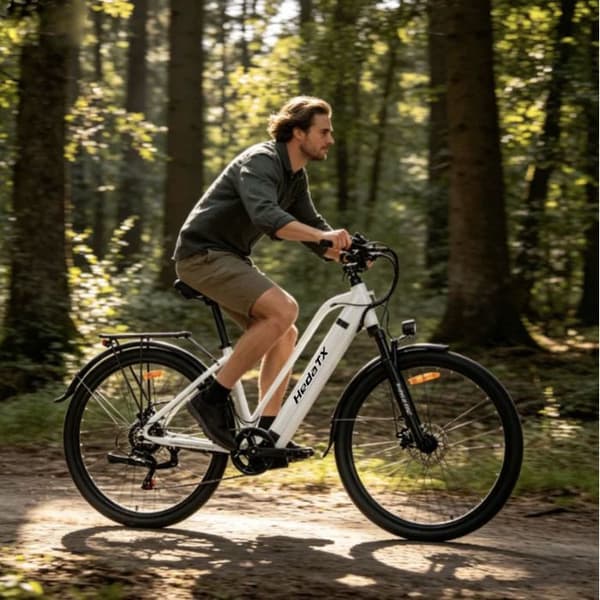 Stads elcykel HedaTX TX10 27,5" däck 48V 19,2Ah batteri, Vit