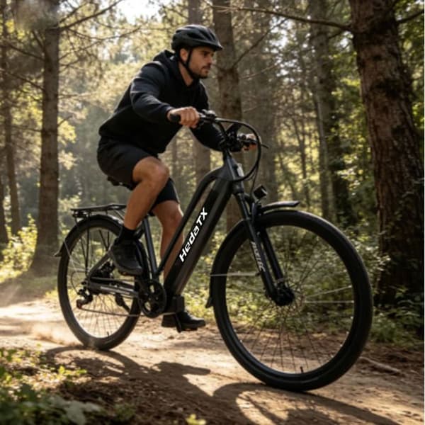Stads elcykel HedaTX TX10 27,5" däck 48V 19,2Ah batteri, Grå
