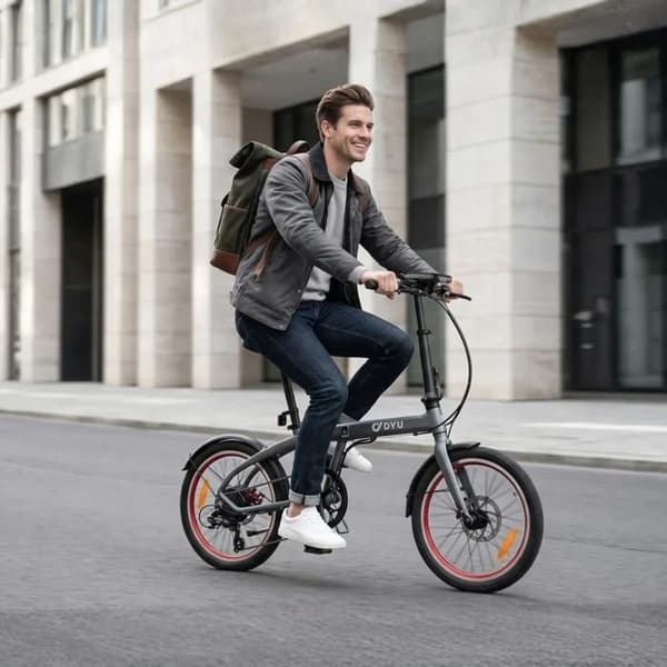 Fällbar elcykel DYU SP1 20 tum med extern batteri, Silver